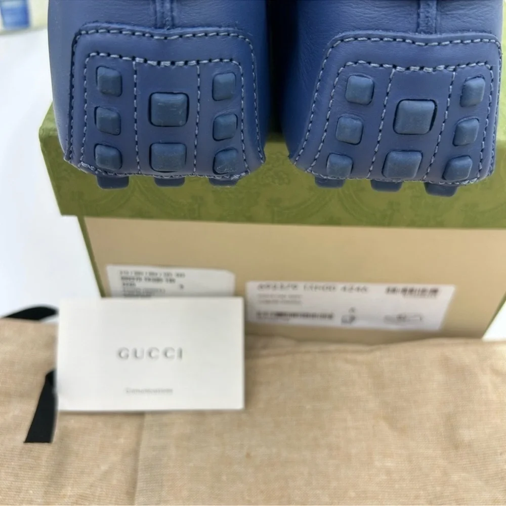 Men’s Gucci interlocking GG leather driver loafers size 6 fits 7 US made Italy